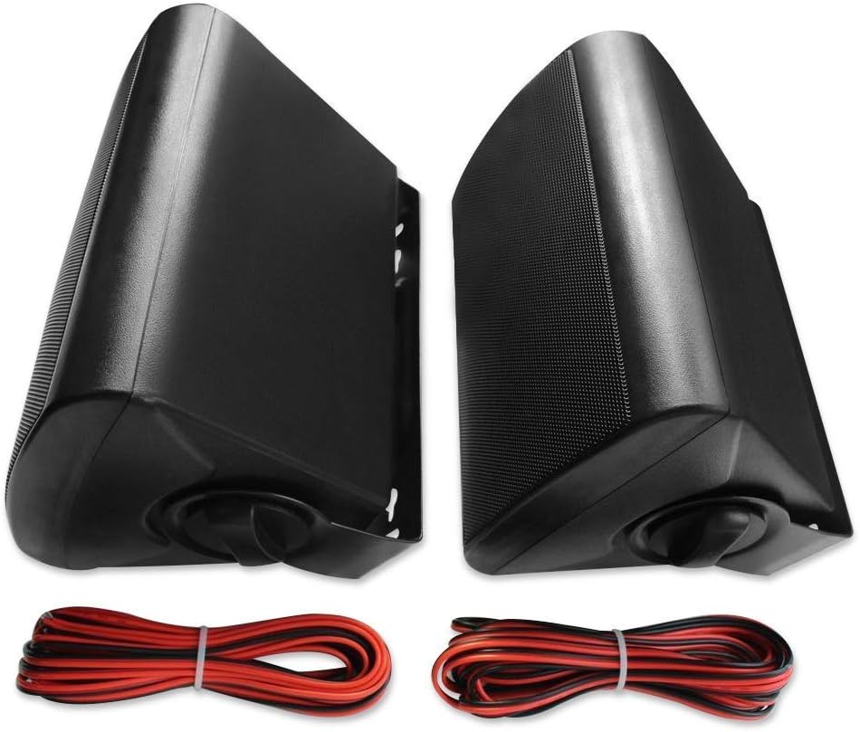 Herdio 4 Inches Passive Outdoor Speakers with 200Watt Powerful Bass Expansive Stereo Sound Coverage All-Weather Durability (Pair, Black)