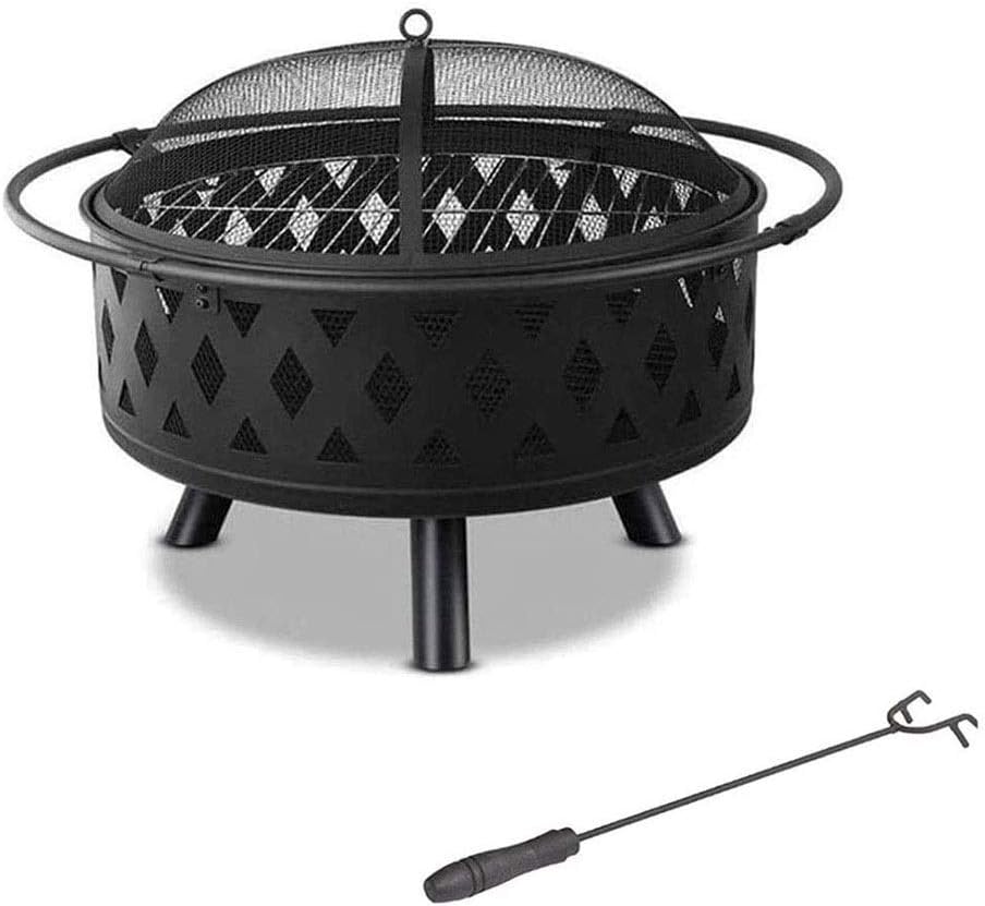 Outdoor Fire Pits Fire Bowl with Handles,Removable Metal Fire Basket with Fire Fork, Patio Garden Multifunctional Fire Pit