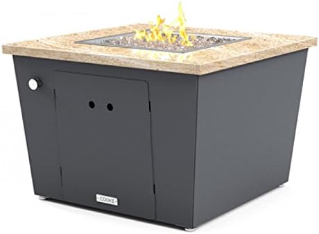 COOKE Miami 32x32 Fire Pit Table - Kashmire Cream (Grey Texture Powdercoat Base - Propane)