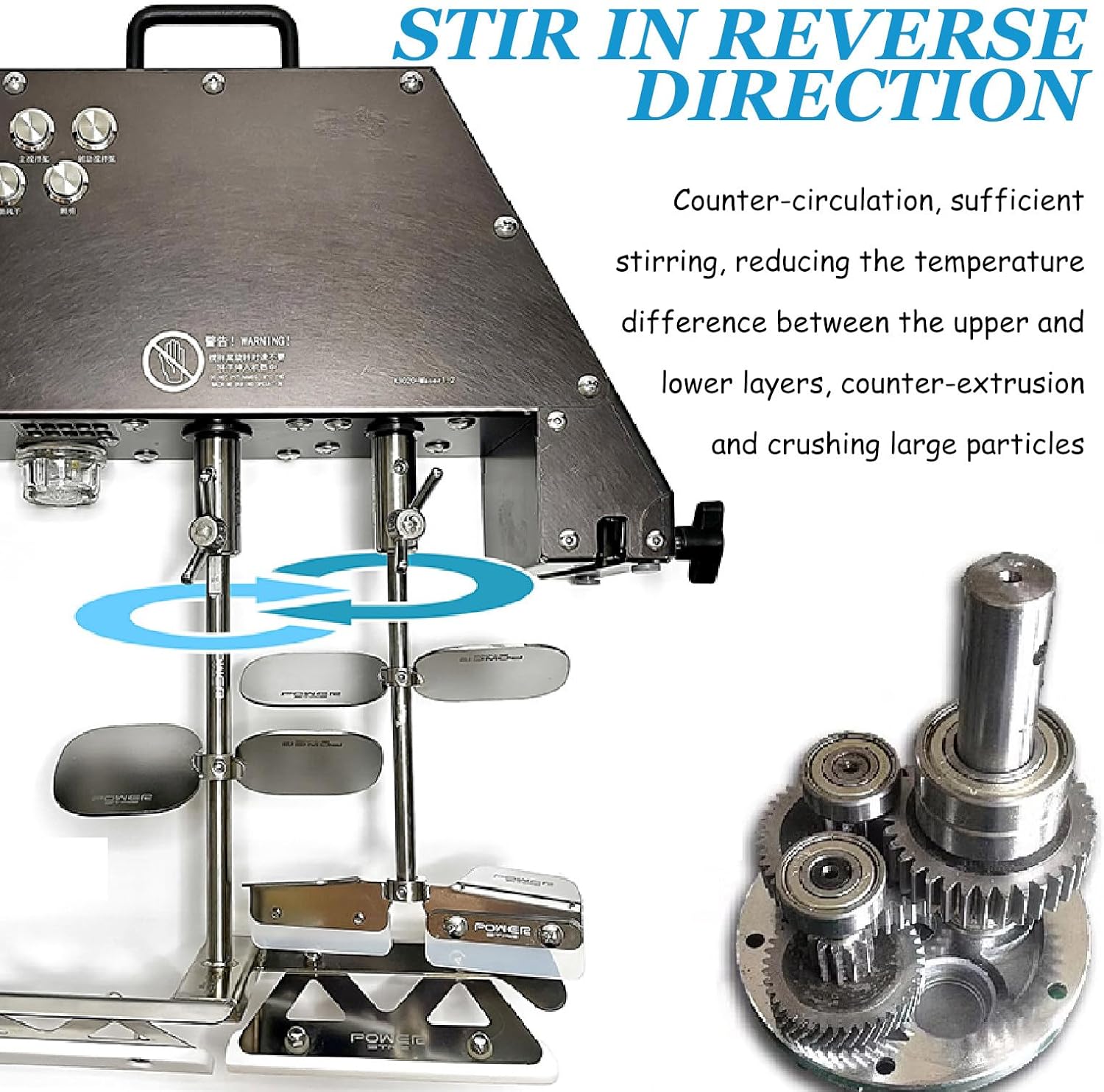 60W Electric Fruit Press Strainer Machine, Commercial Electric Food Stirrer Pot, Stainless Steel Automatic Mixer Machine with Double Stirring Paddle,110V