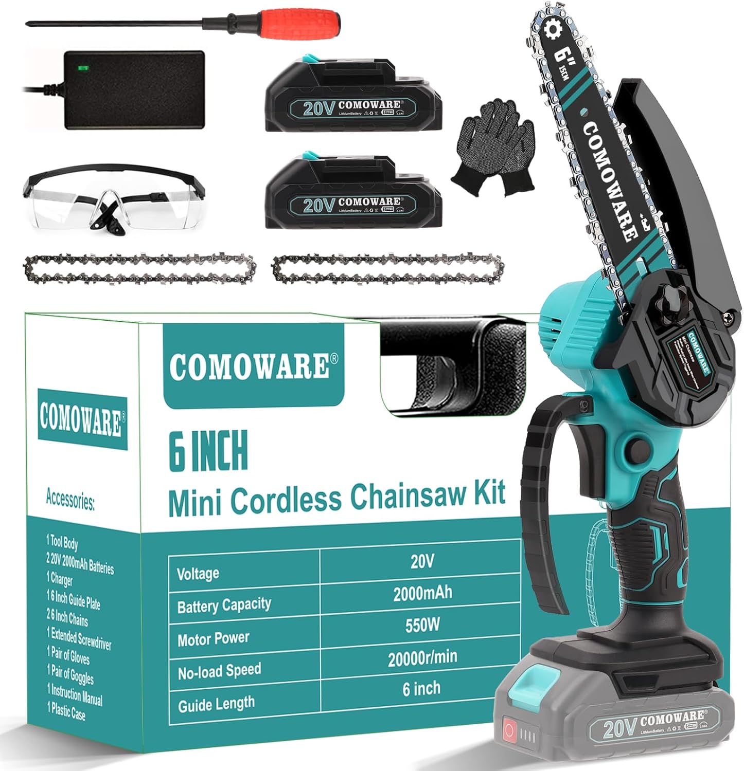 COMOWARE Mini Chainsaw Cordless, 6