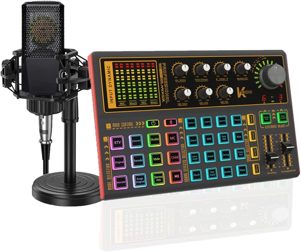 K300 Sound Effects Board Set, Voice Changer Sound Card with Multiple Sound Effects - Podcast Equipment Bundle for Live Streaming/Laptop Computer Vlog/Living Broadcast YouTube or TikTok