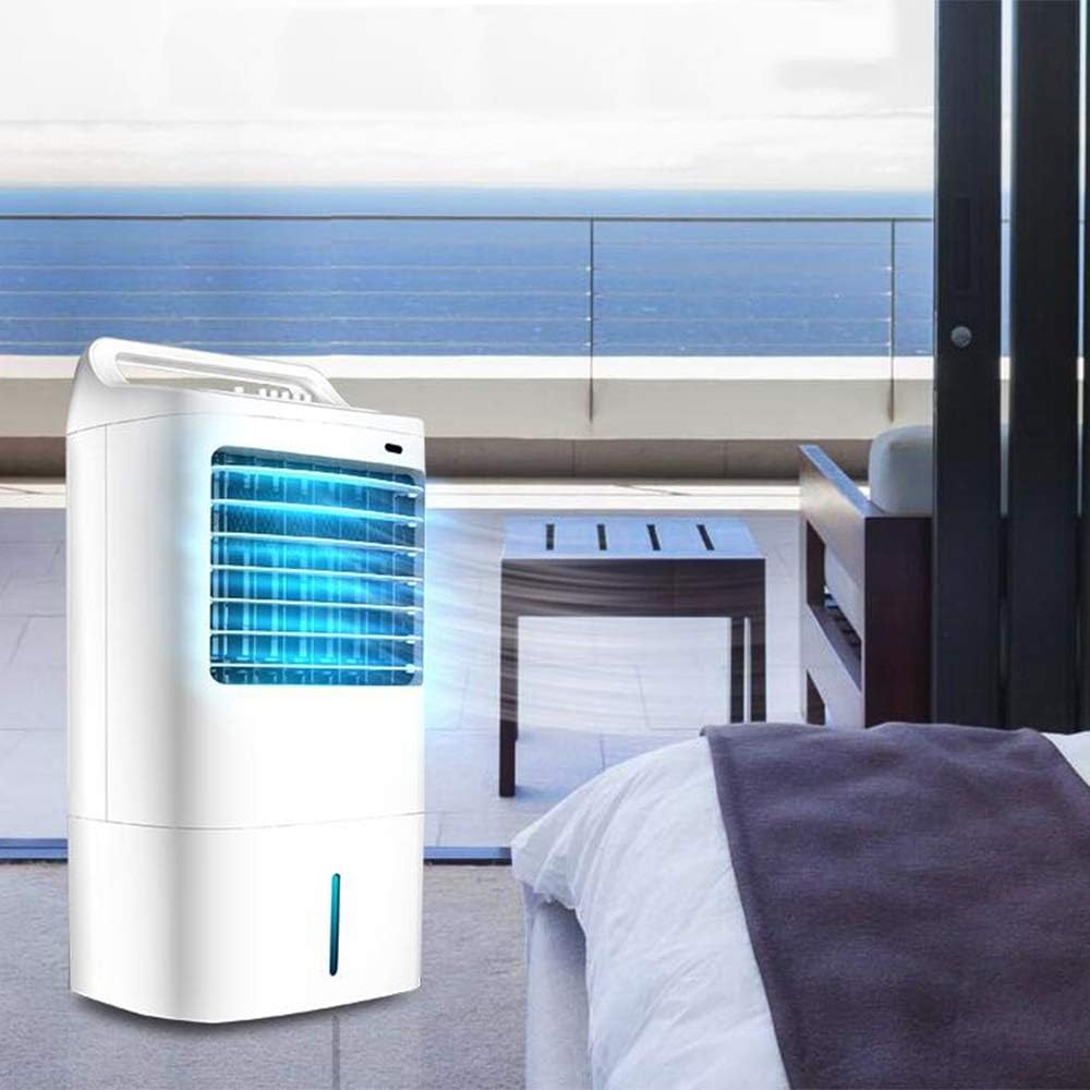 Cooling Fans Portable Evaporative Air Cooler with Fan & Humidifier 3 Speed 3 Modes Bladeless Quiet Electric Fan WRemote Control for Indoor Home Office Dorms 55W 3 Speed Setting, White
