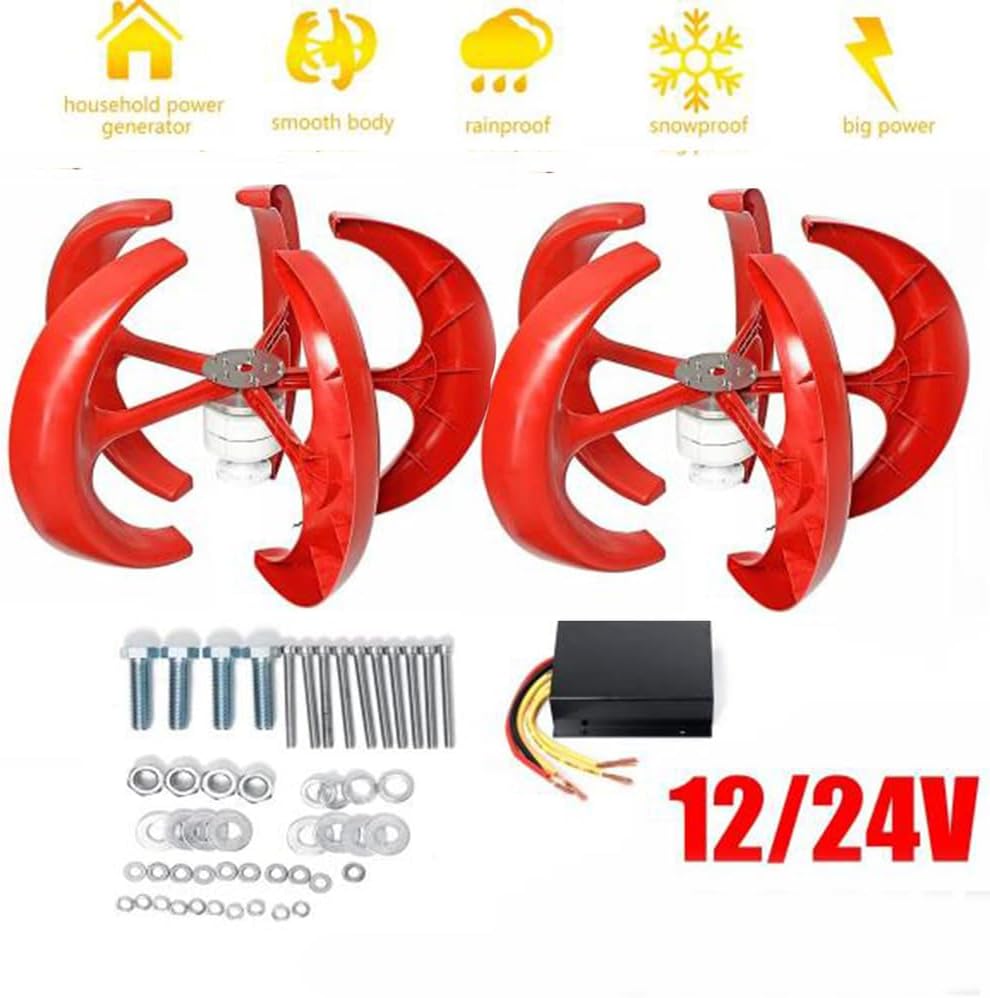 Wind Turbine 12V24V 48V 12000W Wind Turbine Generator red Lantern Vertical Axis Garden Boat Wind Generator 5 Leaves Wind Turbine Kit with Controller