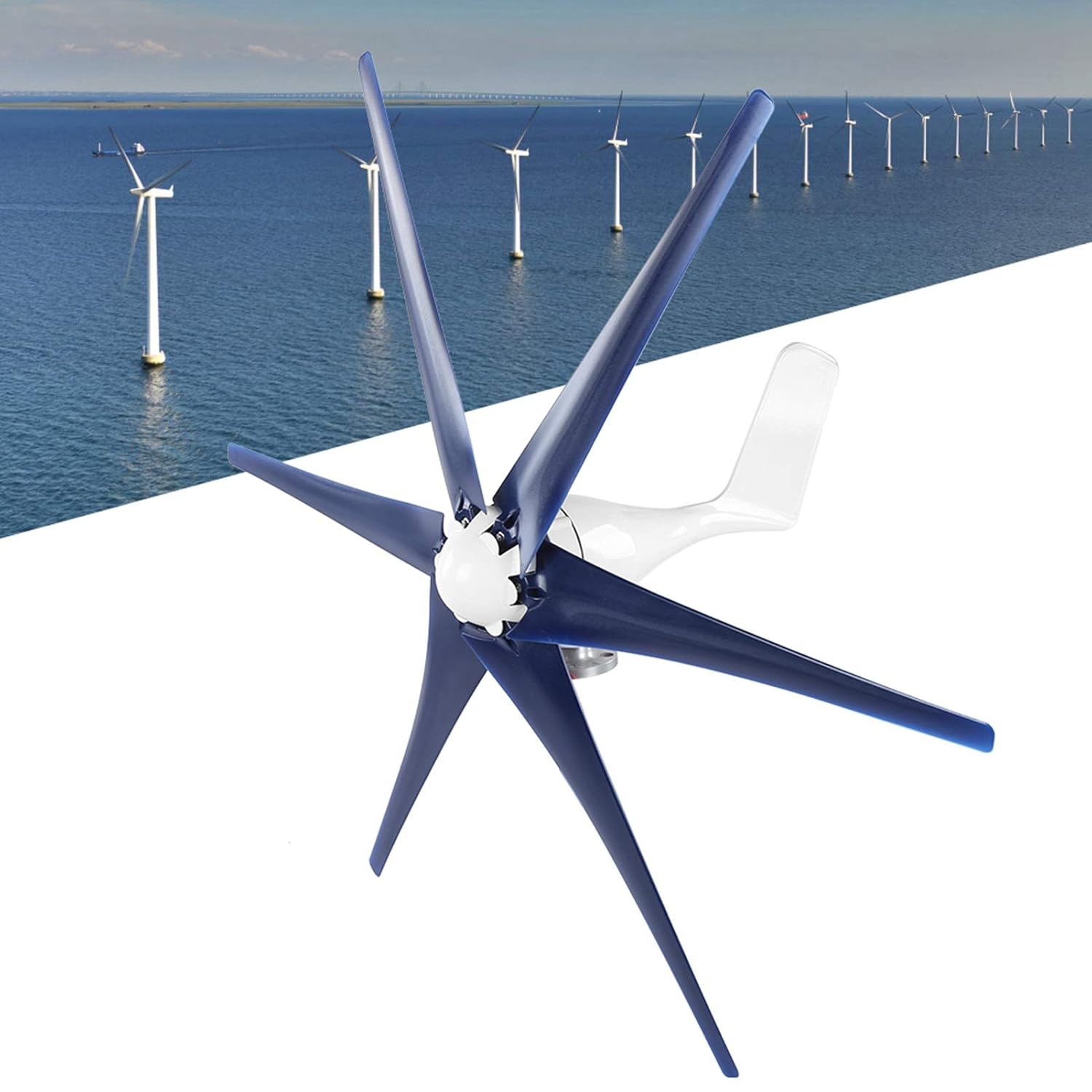 800W Small Windmill Turbines Generator, High Efficiency, 6 Blades, Easy Installation for Boats, Terraces, Cabins (48V)