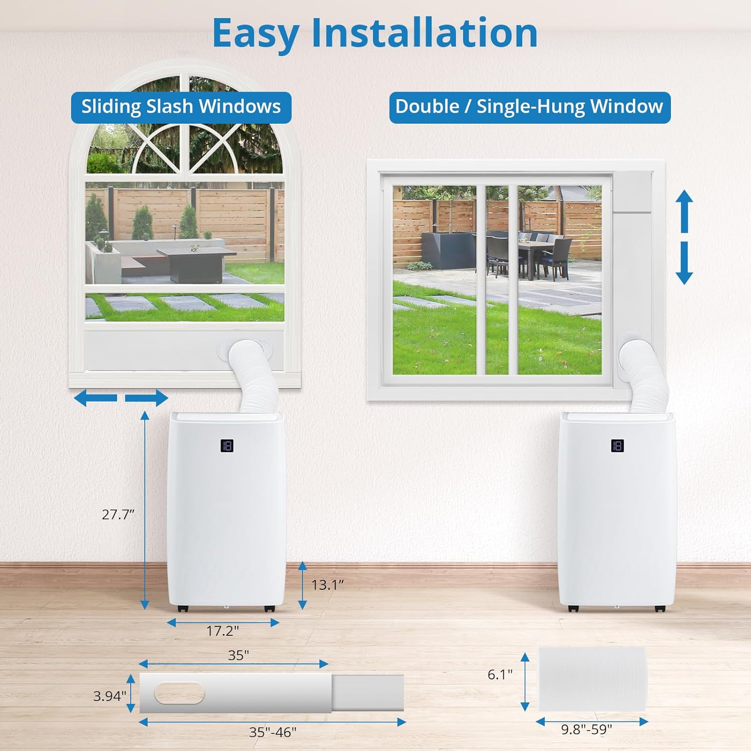 Portable Air Conditioners, 14000 BTU Portable AC, Cools up to 750 Sq. Ft 3-in-1 Mobile AC for Room with Dehumidifier Fan Sleep Mode, 24H Timer, Remote Control, and Window Installation Kit Included