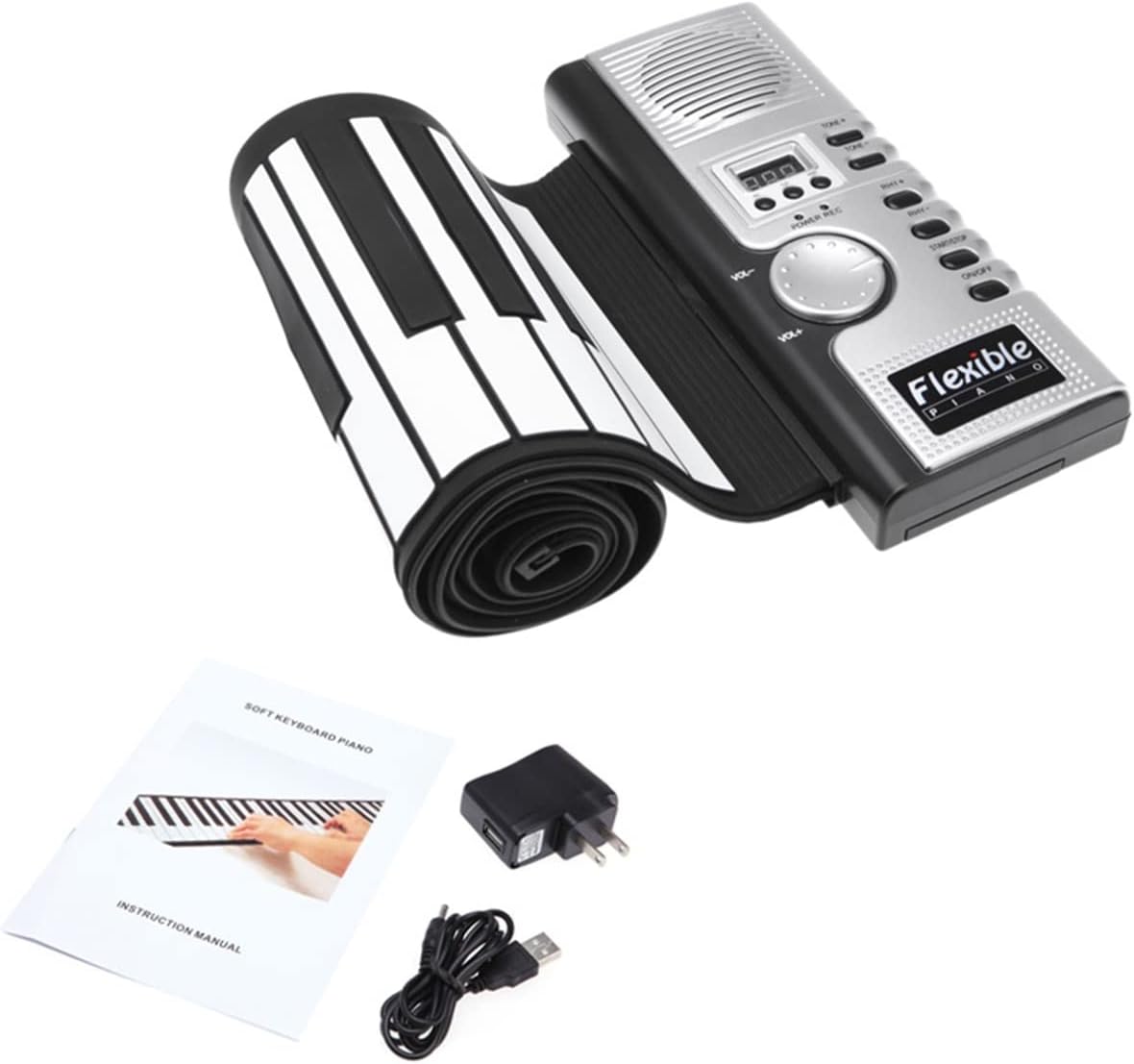 KESHUO Folding Piano Portable 61 Keys Flexible Roll Up Piano USB Electronic MIDI Keyboard Hand Rolled Musical Instrument
