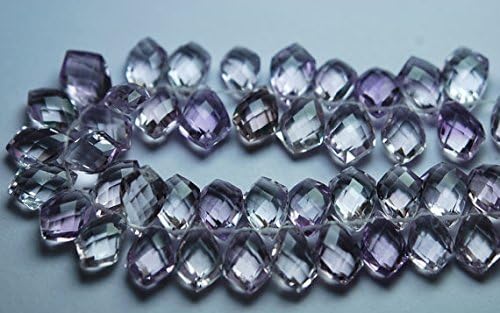 25 matched pairs, pink amethyst faceted fancy shape briolettes,8x12mm long