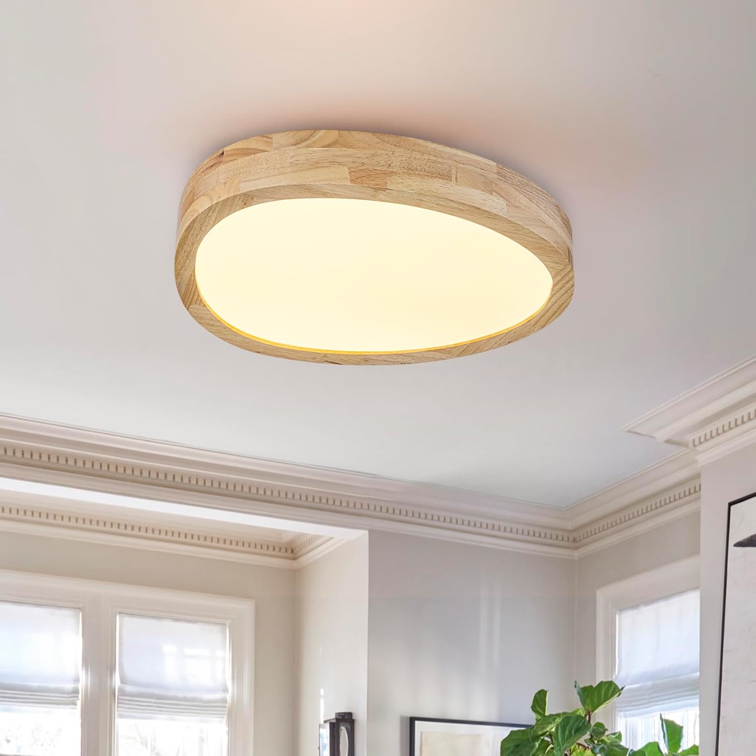 EDISLIVE Wood Oval LED Ceiling Light,14.6