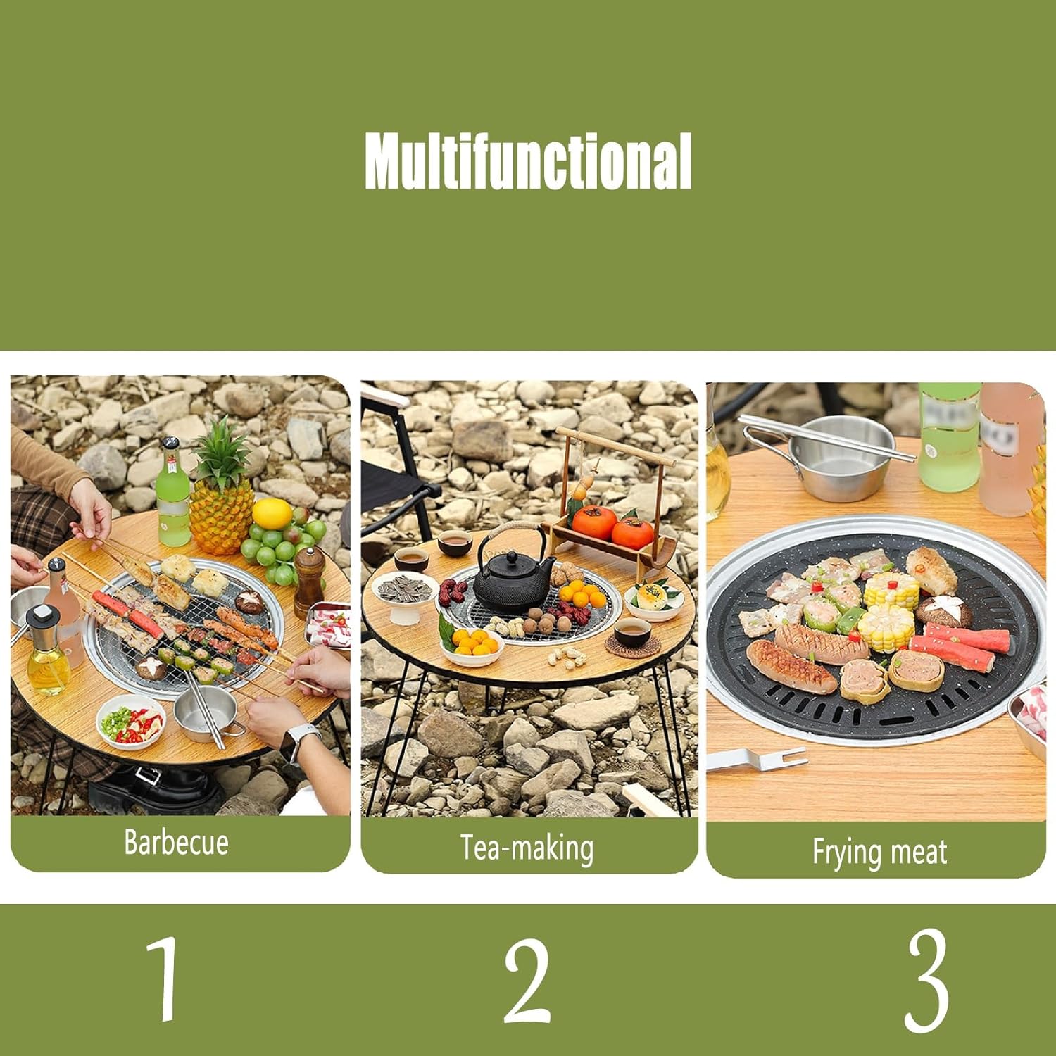 Outdoor Fire Pits, Folding Round Fire Pit Table, Portable Wood Burning Fire Pits with Storage Bag for Outside Camping Picnic BBQ