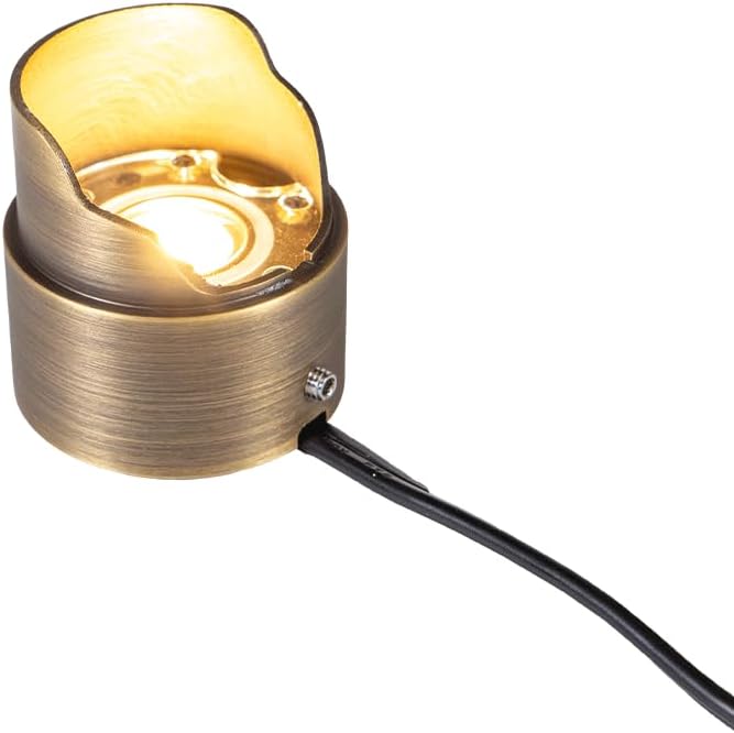 VOLT 12V 1W 2700K Warm White IP67 Watertight 116 Lumen Solid Brass BuddyPro LED Puck Light (Shielded) for Deck, Step or Hardscape Outdoor Lighting
