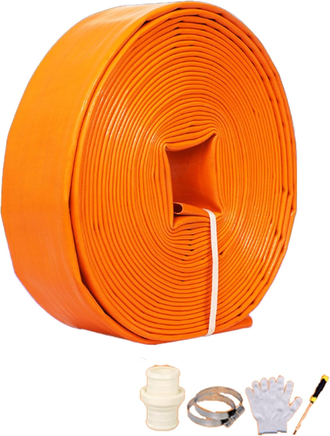 Feet Agricultural PVC Lay Flat,2 Inch Swimming Drain Pool Hose, Lay Flat Water Discharge Hose with Clamp for Pools Drain Clean Filter Sump Pump(10meter)