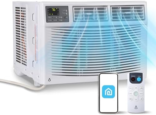 Window Air Conditioner, 12000 BTU for Rooms up to 550 Sq. Ft.- WiFi Enabled, Maintains Window View & Natural Light, 5 Modes, Ultra Quiet, Energy Savings, Easy Install, White