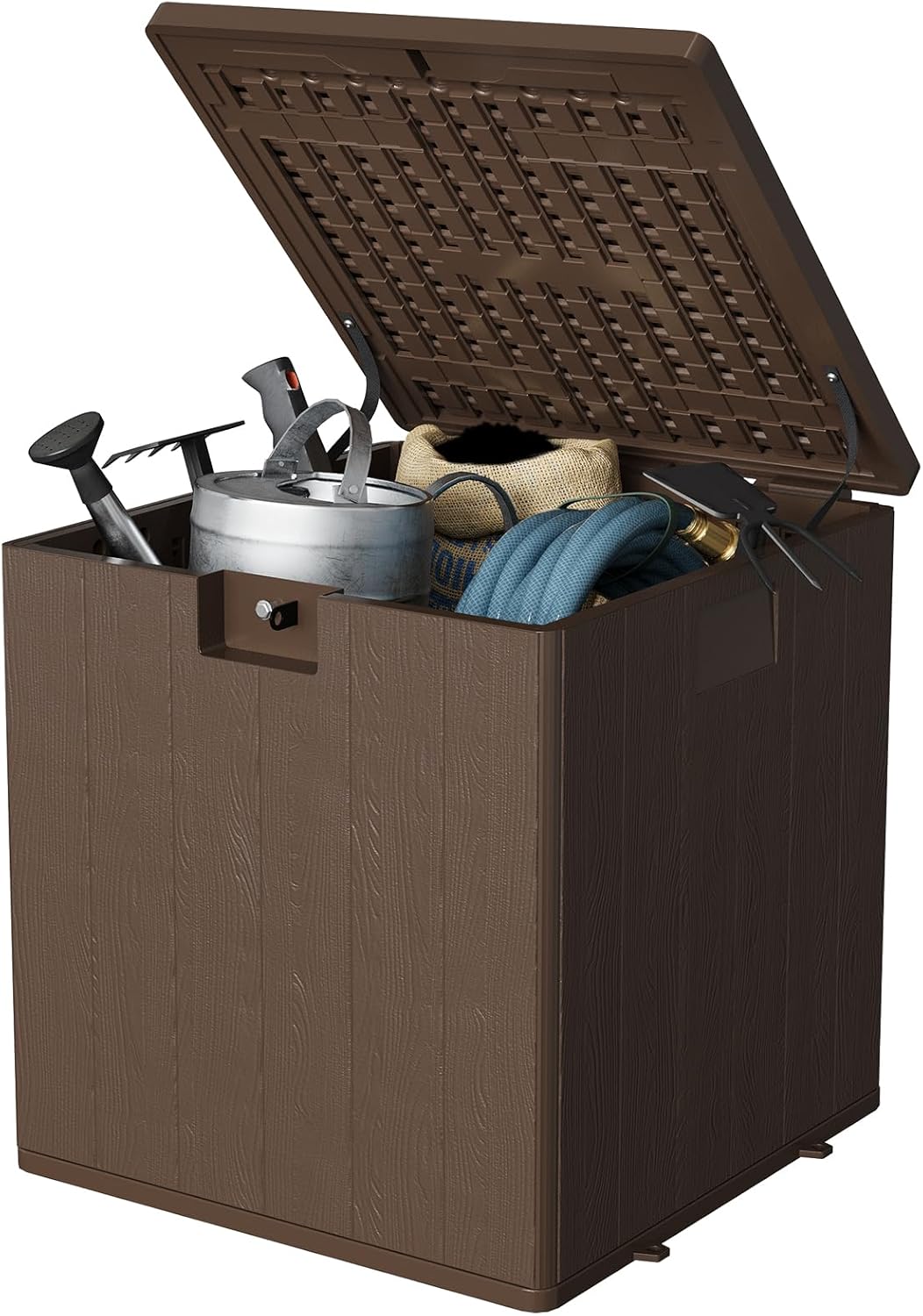 80 Gallon Resin Deck Box Outdoor Storage, Waterproof & Weatherproof, Lockable Lid, Large Capacity 800 LB for Patio, Garden, Yard Organization – Brown