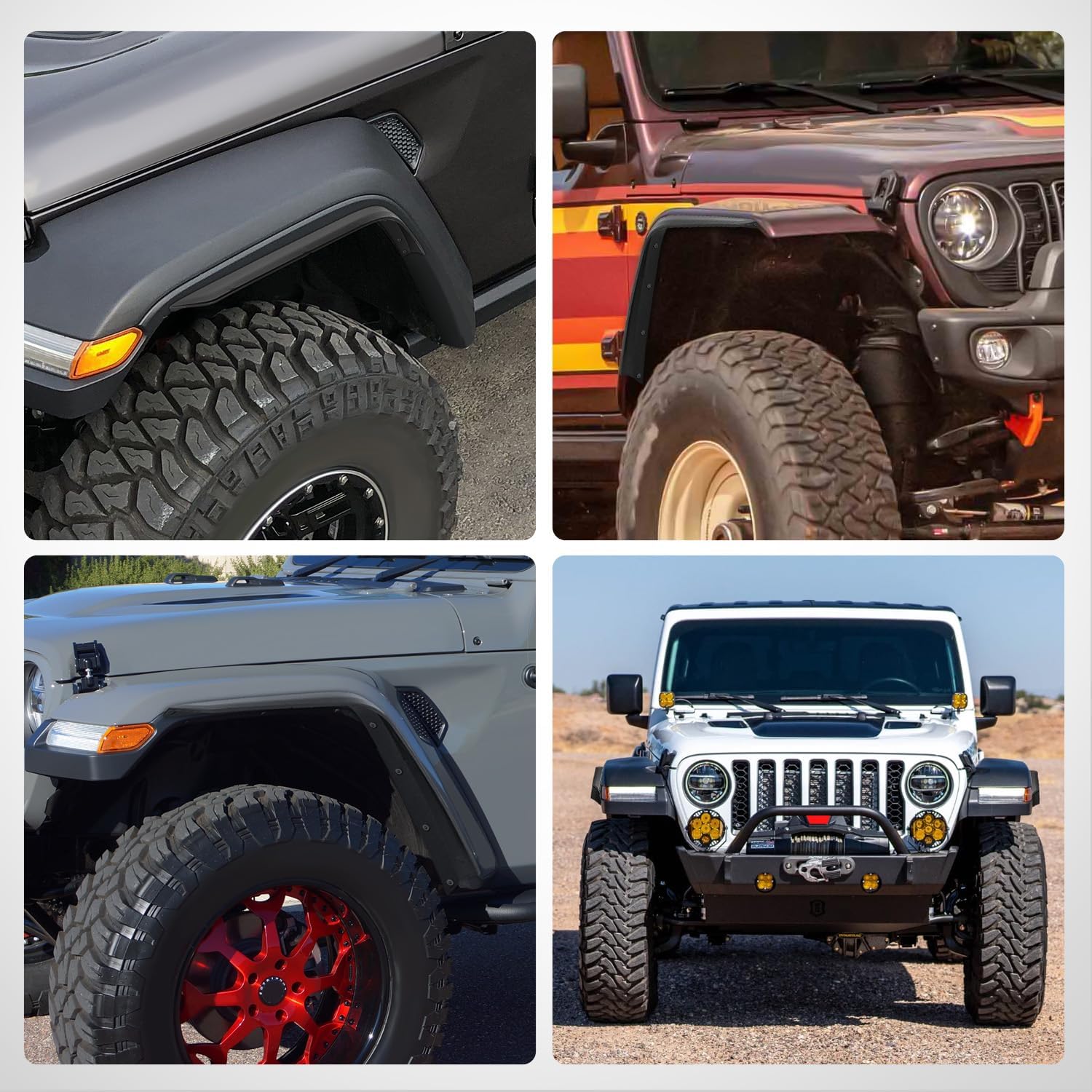 Nilight Fender Flares Extensions Set Compatible with 2020 2021 2022 2023 2024 2025 Gladiator JT Mojave & Rubicon (Only for High Wheel Arches) Off-Road Widened Front Rear Flat 4 PCS