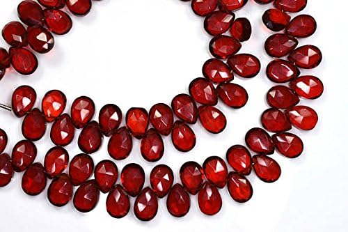 13 inch natural beads strand of 7x10mm faceted pear red garnet gemstone briolletes beads for DIY jewelry - necklace, bracelet, earring, ring.