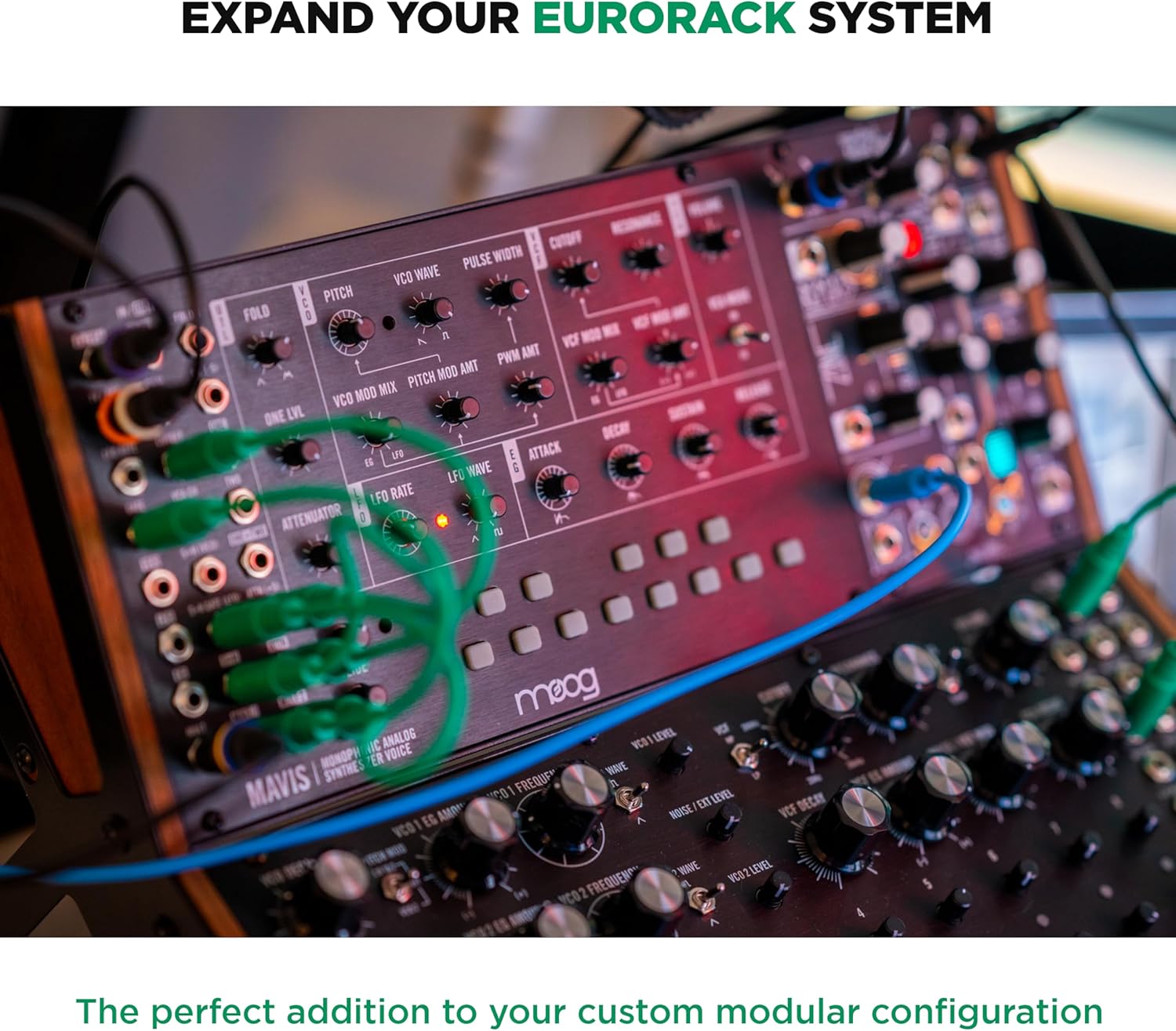 MOOG Mavis - Standalone Semi-Modular Analog Synthesizer Kit with Keyboard; Analog Oscillator, Filter, Envelope Generator; Wavefolder; and Dust Cover