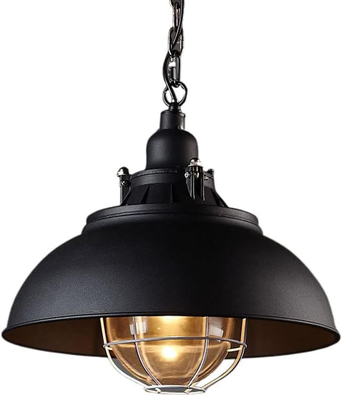 Retro Industrial Style E27 Chandelier, Pot Lid Shape Wrought Iron Pendant Light, Black Metal Hanging Lamp, Restaurant Bar Decoration Lighting Fixture