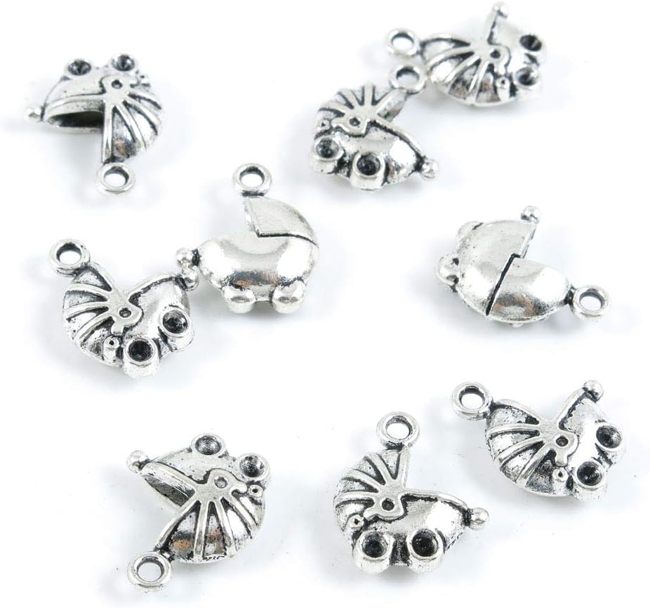 1340 Pieces Antique Silver Tone Jewelry Making Charms Crafting Beading Craft U1JK9 Baby Carriage
