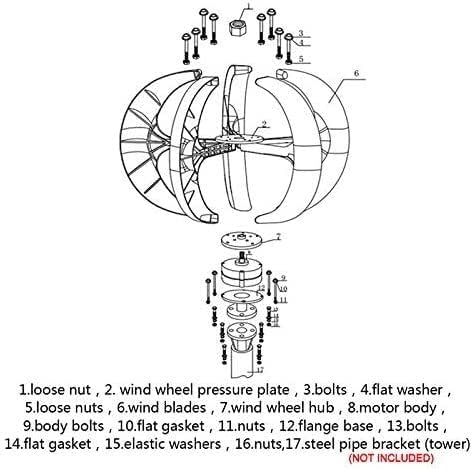 LiuSj JUnSt 8000W White Turbine Wind Turbine Generator Kit, 5 Blades Lantern Vertical Axis Wind Turbine Generator with Controller