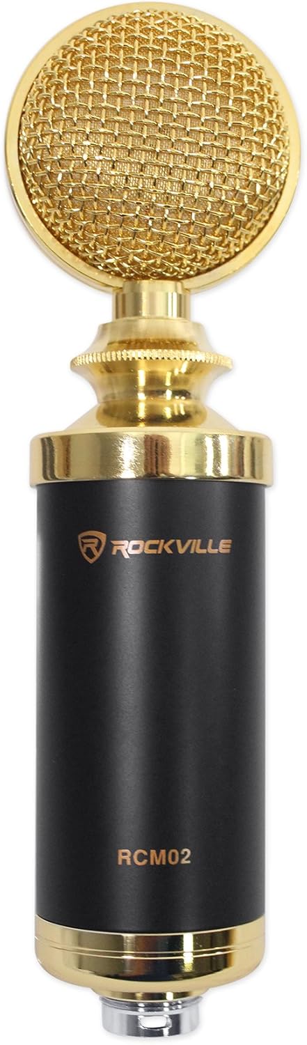 Rockville 1-Person Podcast Kit: R-TRACK 2x2 USB Audio Interface 24-Bit/192kHz, RCM02 Condenser Mic Cardioid Pattern, PRO-M50 Headphones 40mm Drivers, RDTS Adjustable Tripod Stand, 4-Items