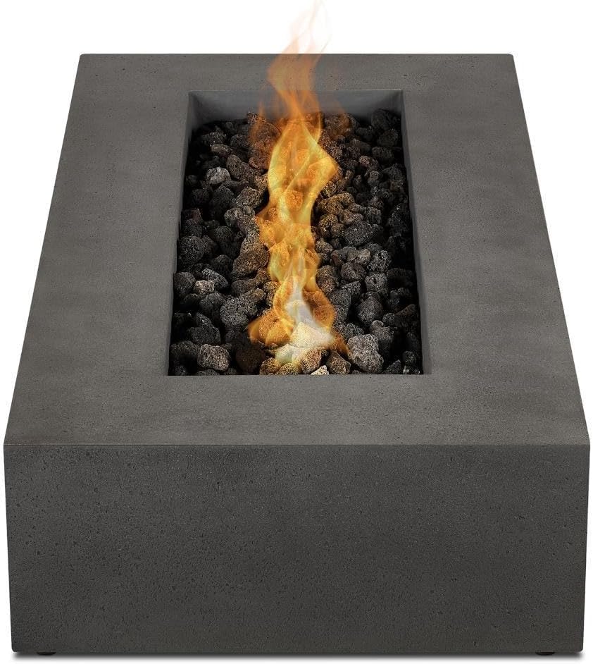 BBQGuys Signature La Valle 56-Inch Rectangle Natural Gas Fire Table - Carbon (Ships as Propane w/Conversion Kit)