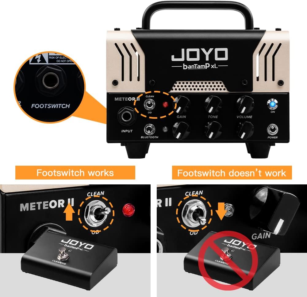 JOYO Meteor II BanTamp XL Series Mini Amp Head 20 Watt Preamp 2 Channel Hybrid Tube Guitar Amplifier Head for Electric Guitar with Bluetooth