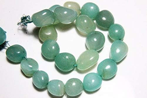 13 inch natural beads strand of 14x19-21x22mm smooth tumble aqua chalcedony gemstone beads for DIY jewelry - necklace, bracelet, earring, ring.