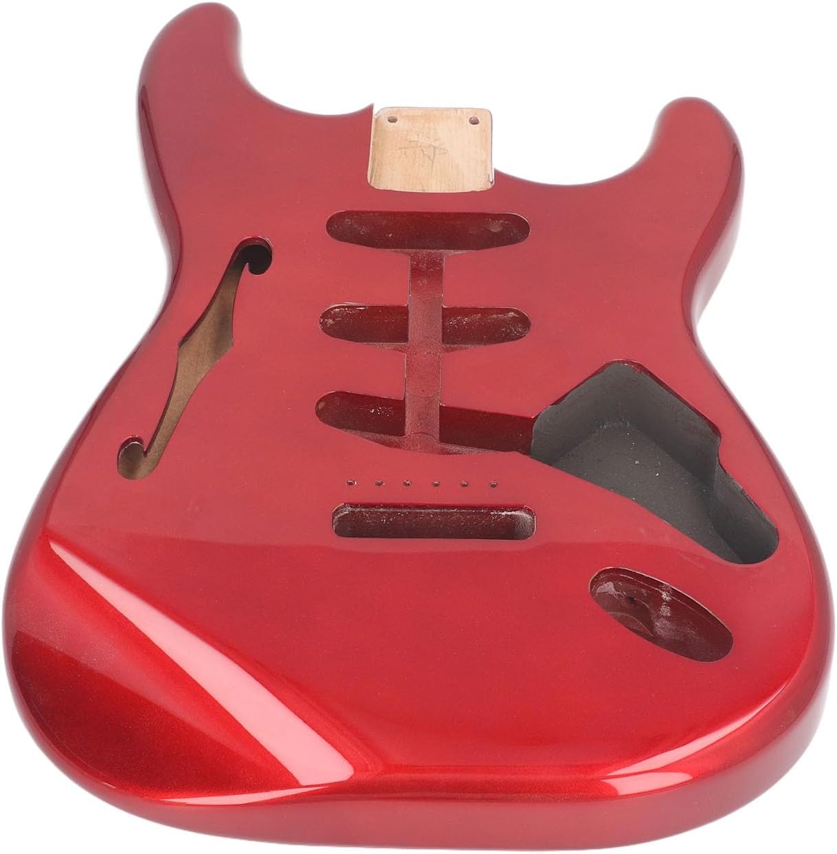 Electric Guitar Body, High Gloss Finish, Decorative Predrilled Exquisite Wooden Electric Guitar Body for Upgrade (GSB12ST Red)