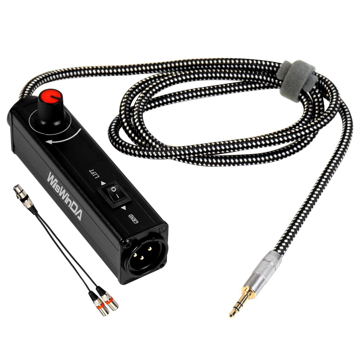 Upgrade Pro101A HiFi Stereo AUX to XLR Isolation Box with Volume Controller Ground Lift Switch Build-in 3.5mm Aux Cord 3.3ft Gold Coating Plug with Extra XLR Y Cord