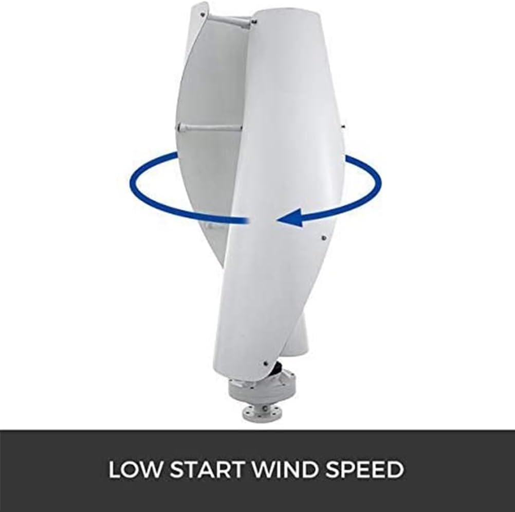 10000W 2 Blades Vertical Axis Winds Turbine with Controller 12V 24V 48V Low-Noise Windmill Generator, Vertical Axis, for Marine, RV, Home (White)