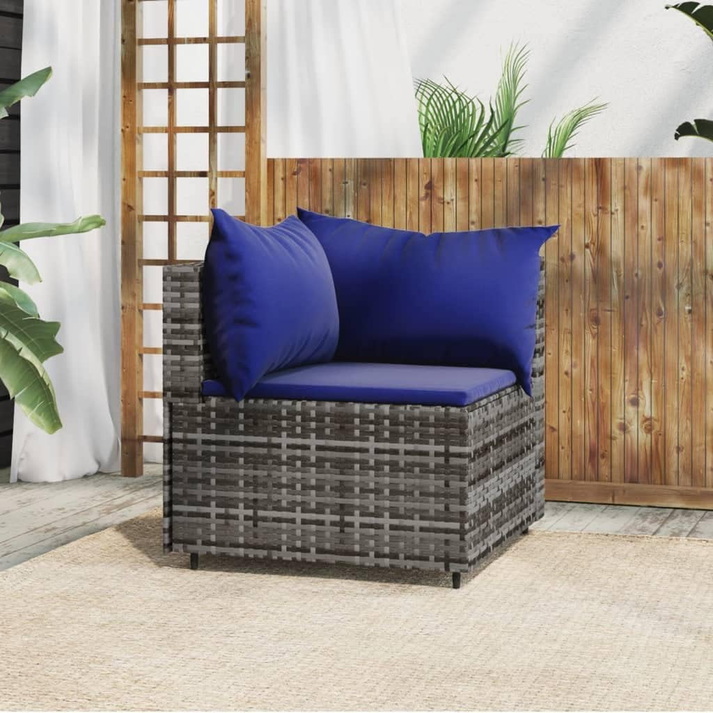 Patio Seating Patio Corner Sofa with Cushions Gray Poly Rattan