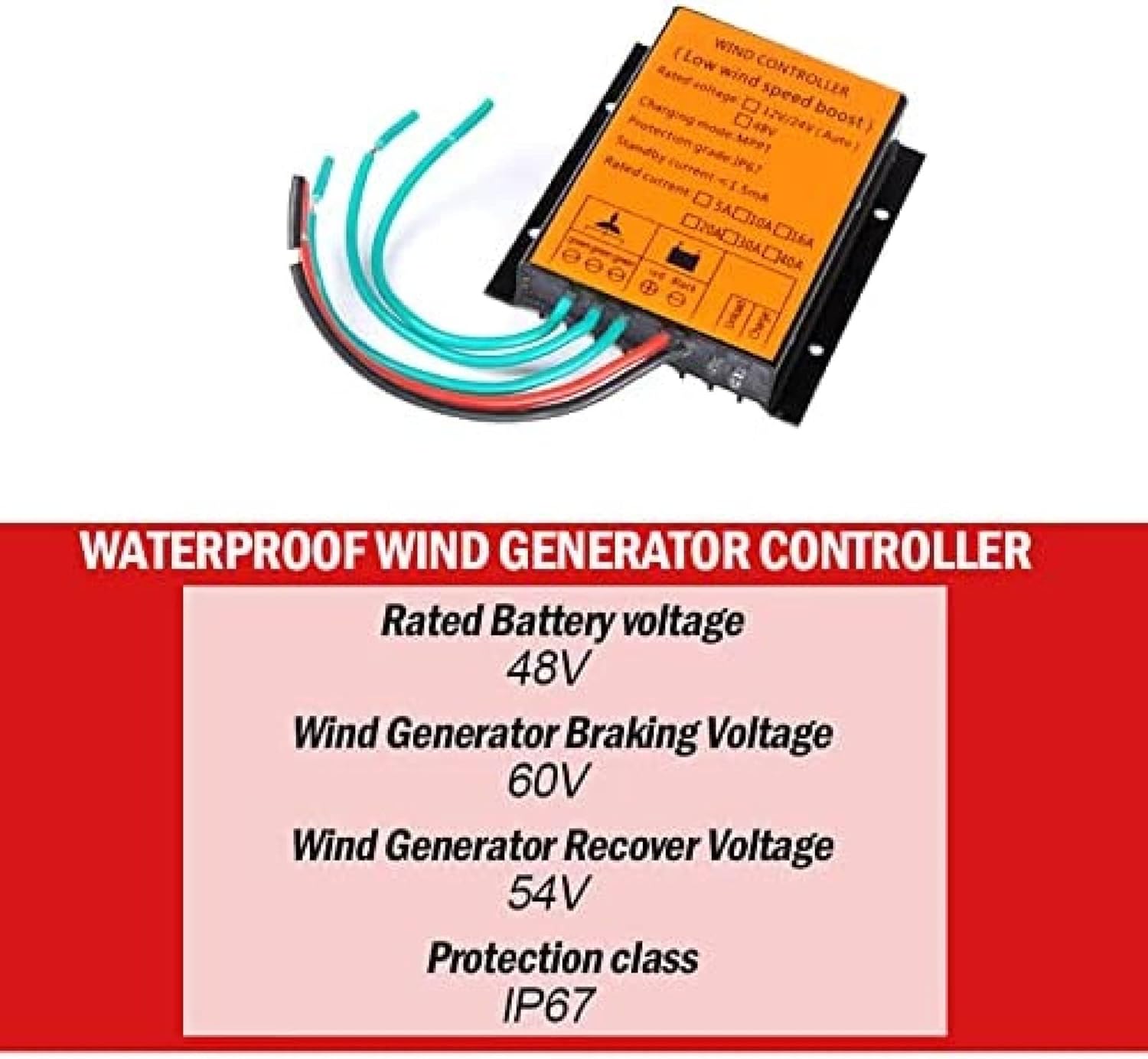 Efficient Waterproof MPPT Charge Controller 8000W DC 48V IP67, Wind Turbine Generator Battery Charge Regulator, 48v