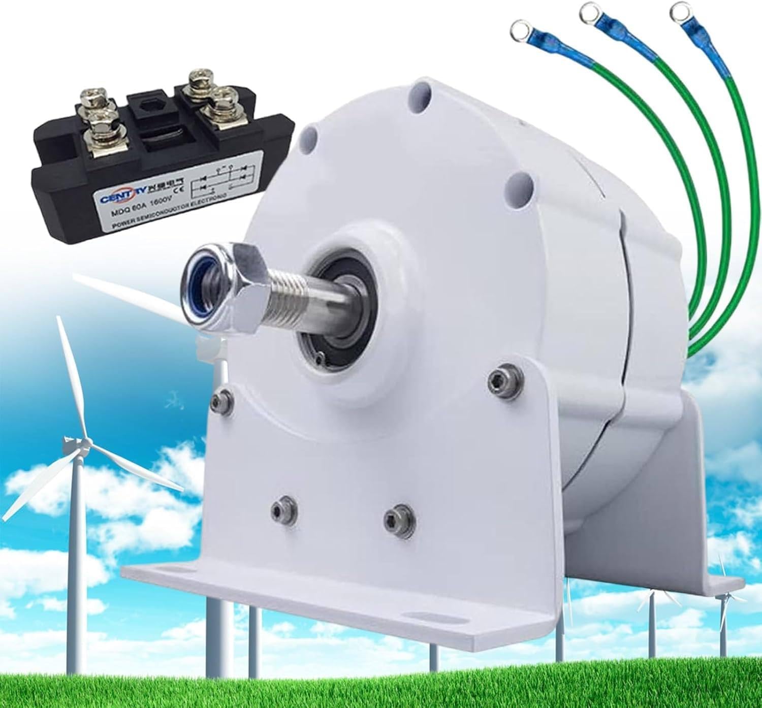 Permanent Magnet Generator,Electric 3 Phase Ac Alternator with Aluminum Alloy Shell,Gearless Alternators for Wind Water Turbine,Electric Motor Generator 6000W-24V