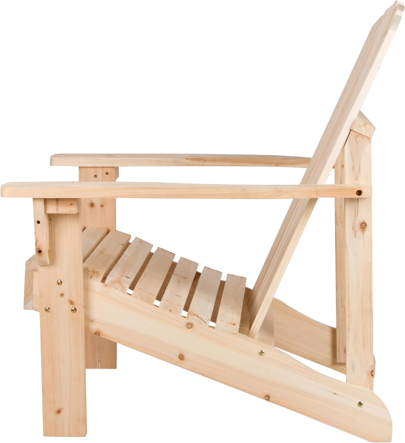 Shine Company Mid-Century Modern Wooden Adirondack Chair, Outdoor Patio Firepit Chairs, Back & Seat Pre-Assembled, Natural