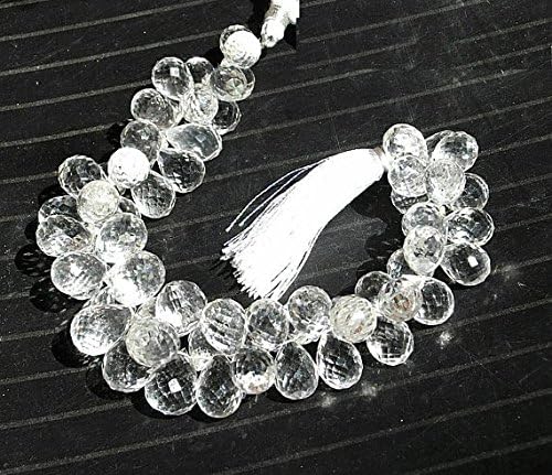 13 inch natural beads strand of 11x8-12x9mm faceted teardrop crystal quartz gemstone briolletes beads for DIY jewelry - necklace, bracelet, earring, ring.