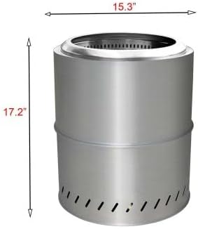15 inch Smokeless Fire Pit Outdoor Wood Burning Portable Fire Pit Stainless Steel