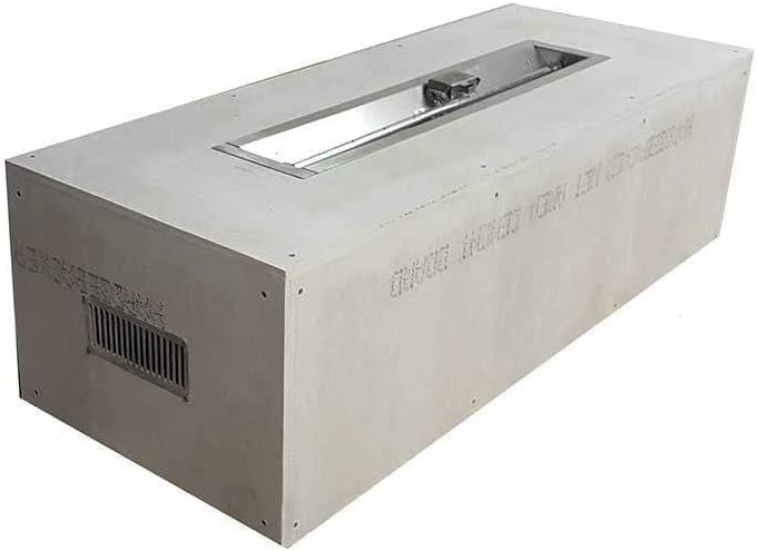 HPC Fire Rectangular Unfinished Gas Fire Pit Enclosure Kit with Match Lit Kit (U60X24-48MLFPKCEK-LP), 48-Inch Trough Pan, Propane, 60x24-Inch