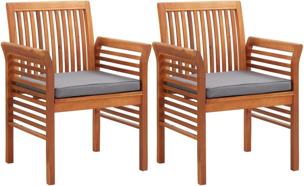 Patio Dining Chairs with Cushions 2 pcs Solid Acacia Wood,HighQuality Acacia Wood Dining Chairs for Outdoor Comfort Outdoor Furniture, Outdoor Chairs
