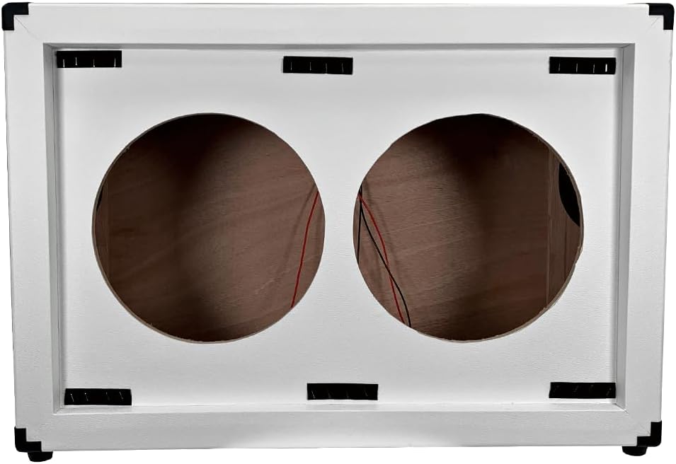 Seismic Audio Luke-2x12C - Contemporary 2x12 Empty Guitar Speaker Cabinet - White Tolex with Wheat Grill