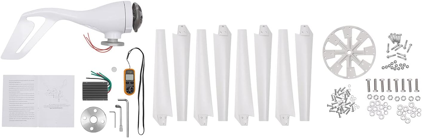 Wind Turbine Generator Kit 12V 600W Wind Power Generator Kit with 8 Blades for Marine RV Home Windmill Generator System Vertical Axis Wind Turbines Motor with MPPT Controller