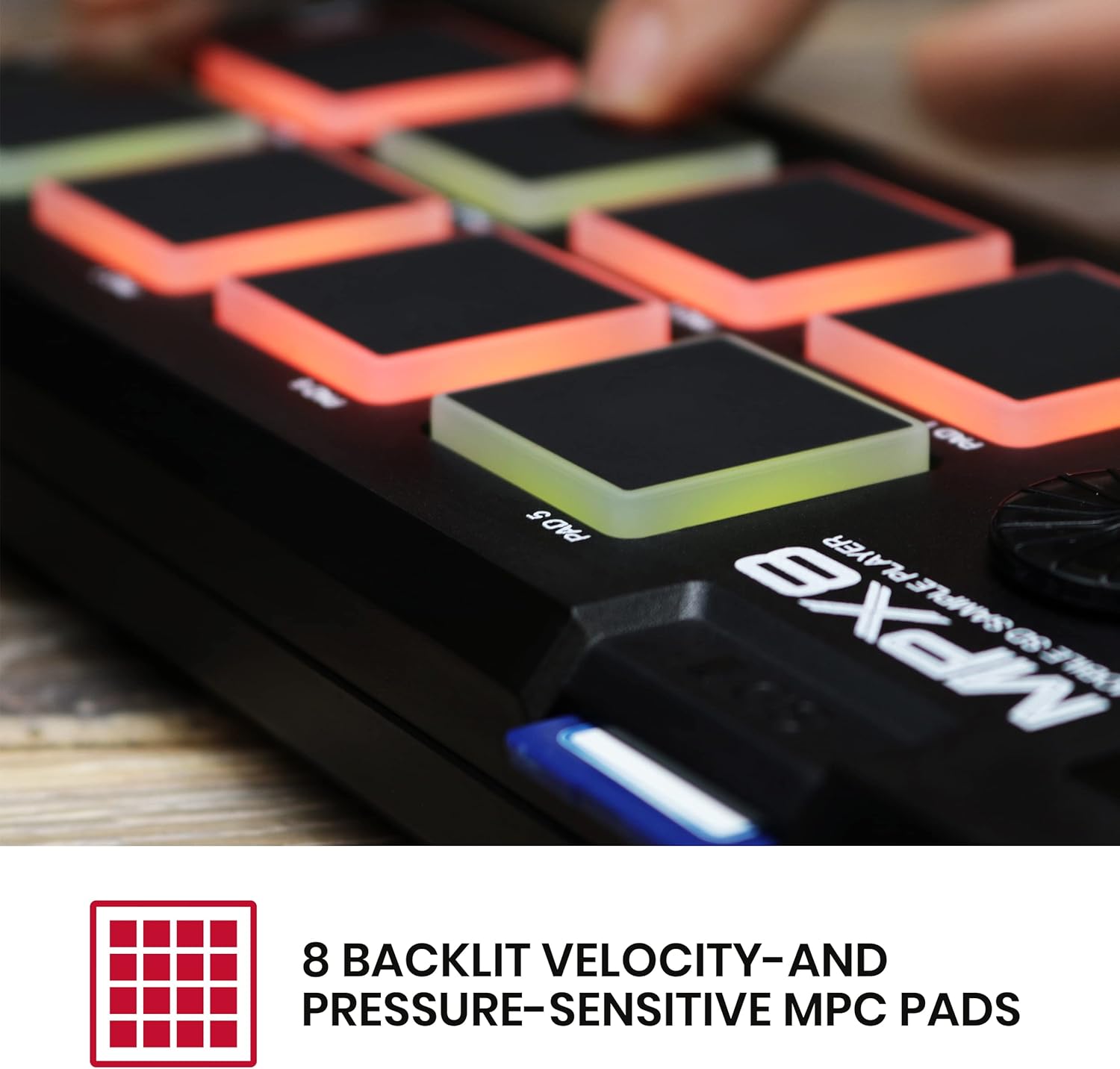 Akai Professional MPX8 - Portable Sample Pad Controller With 8 Performance-Ready Velocity-Sensitive Pads, MIDI Connectivity and On-Board SD Card Slot