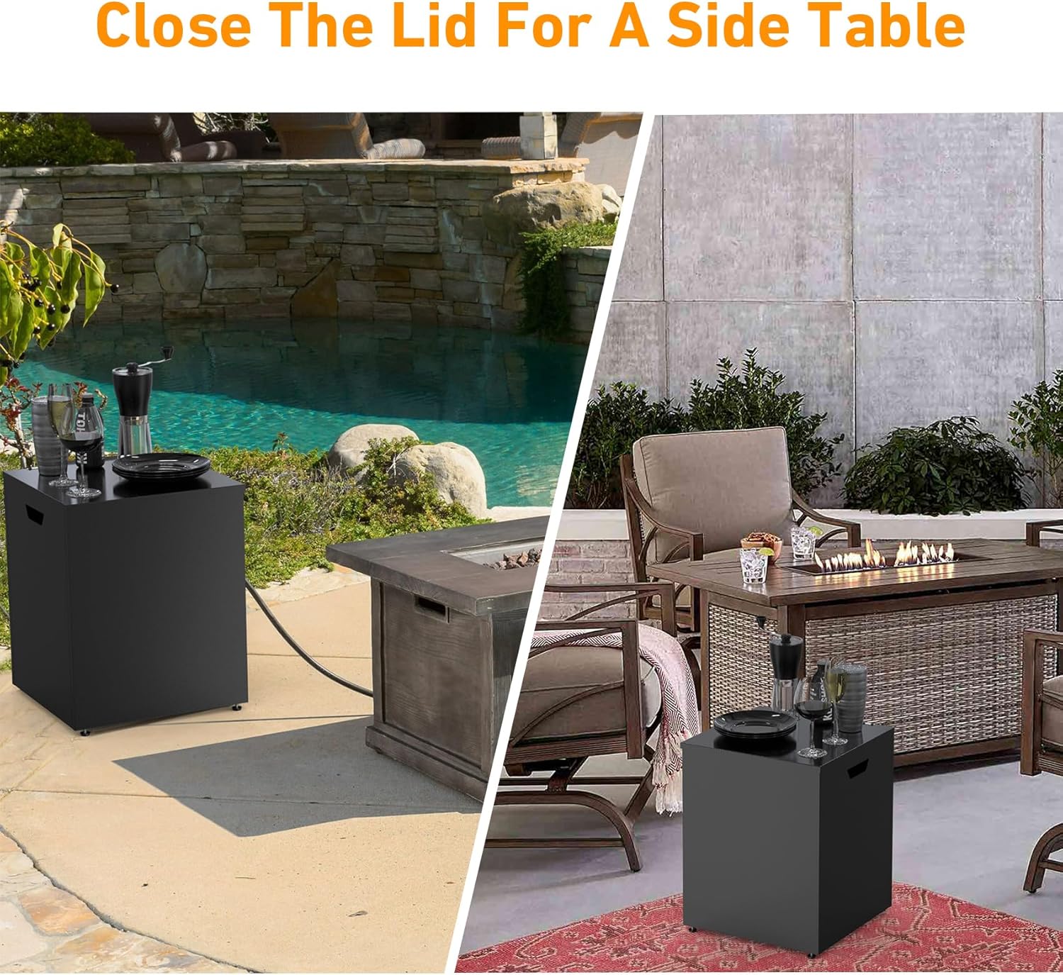 Stanbroil Propane Tank Cover Table, 20 lb Propane Tank Storage Side Table, 16