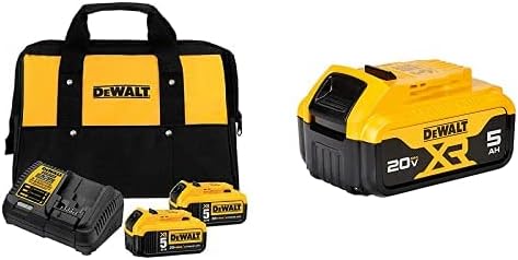 DEWALT 20V MAX Battery Starter Kit with 2 Batteries, 5.0Ah (DCB205-2CK) 20V MAX XR Battery, Lithium Ion, 5.0Ah (DCB205)