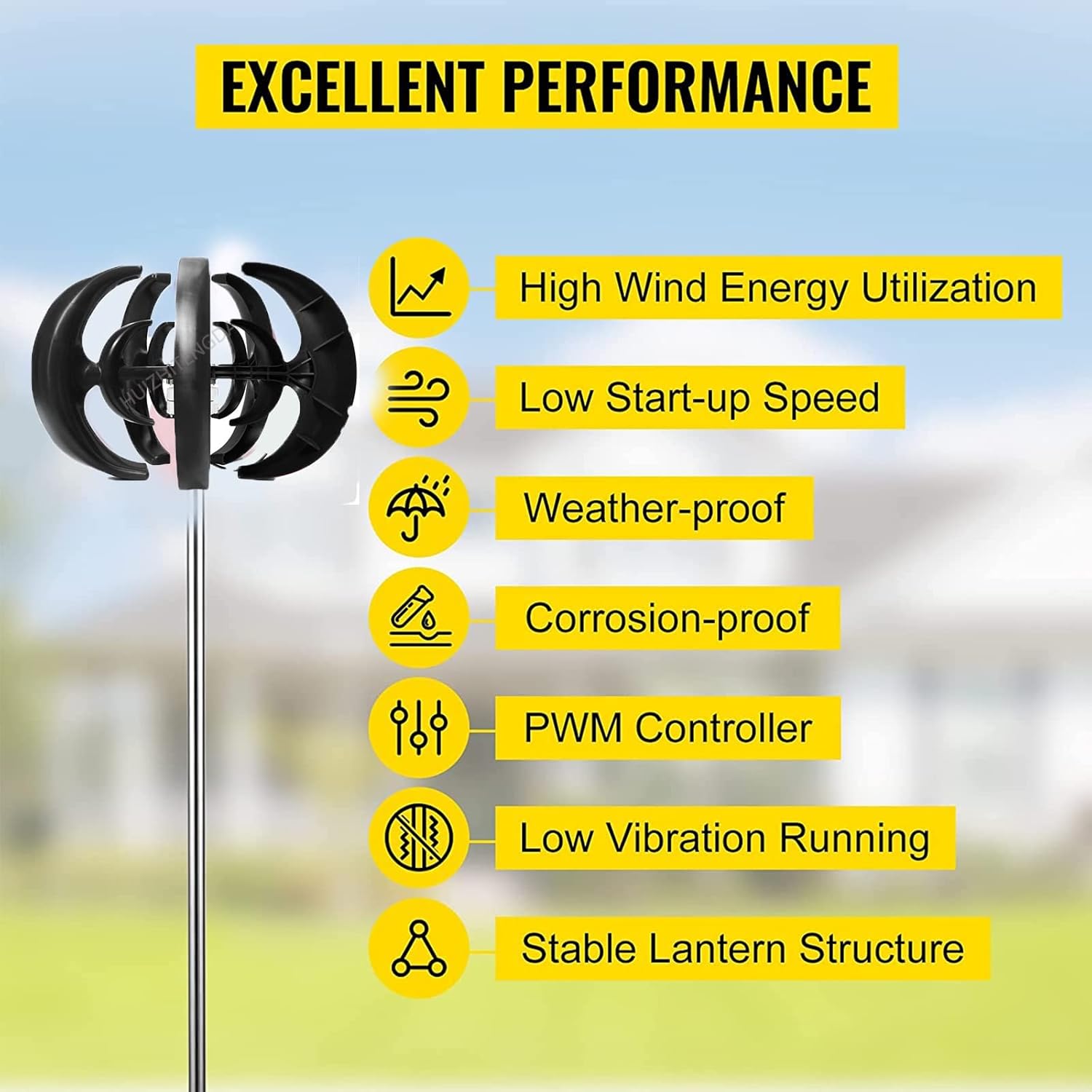 10000W Vertical Wind Turbines Generator, 12V 24V 48V Wind Turbine Power Generator Low Noise Low Wind Speed Start Cabins Or Mobile Homes