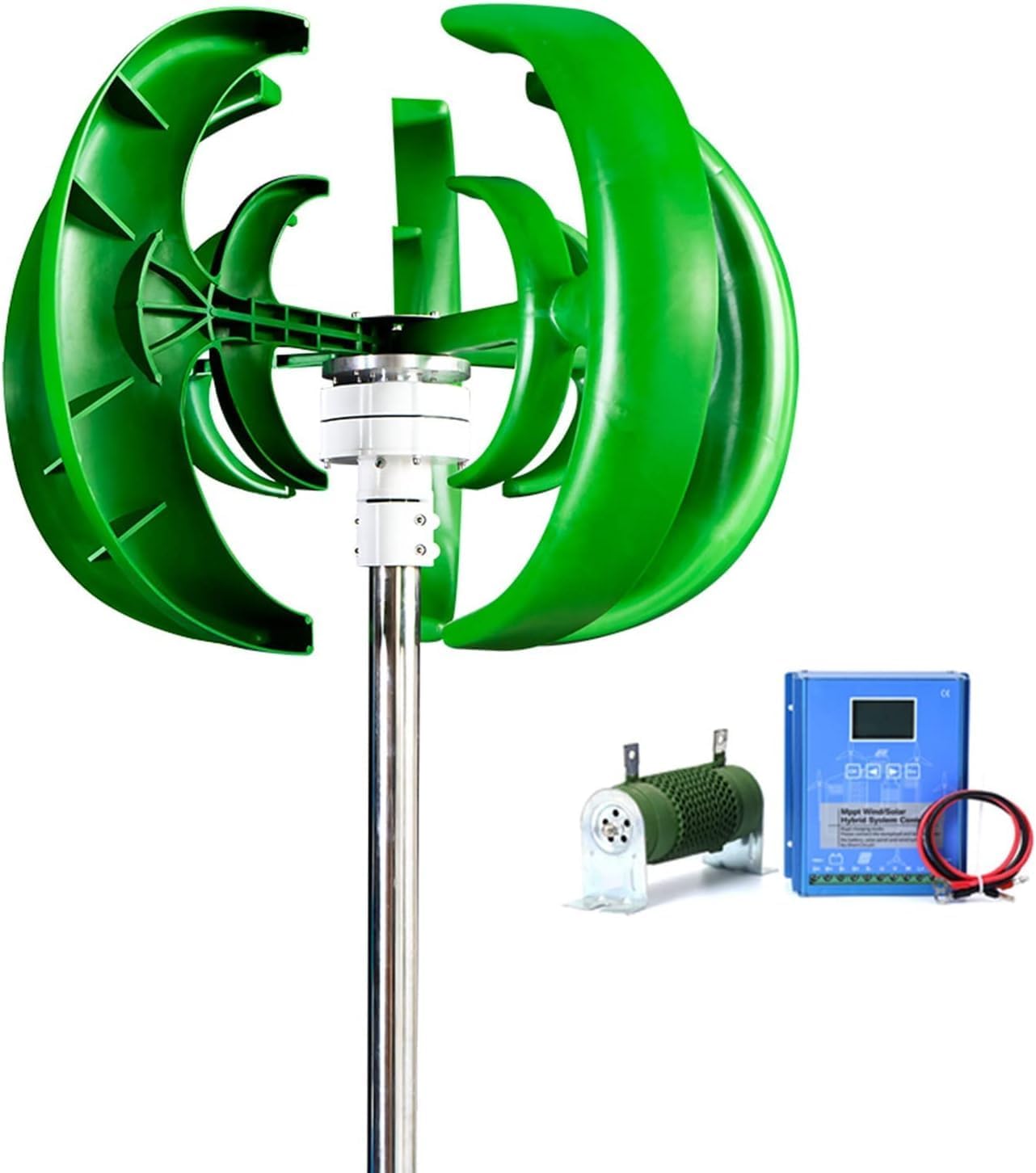 CAJUCA 8000W 5 Blades Wind Turbine Kit Vertical Axis Wind Turbine with Charge Controller Low Noise for Street Lamp Household