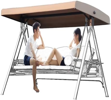 2-3 Seater Outdoor Porch Swing Canopy Replacement, UV Waterproof Shade for Garden, Patio, Yard, Park - Durable Cover 61''W x 49''D, Perfect for Relaxation