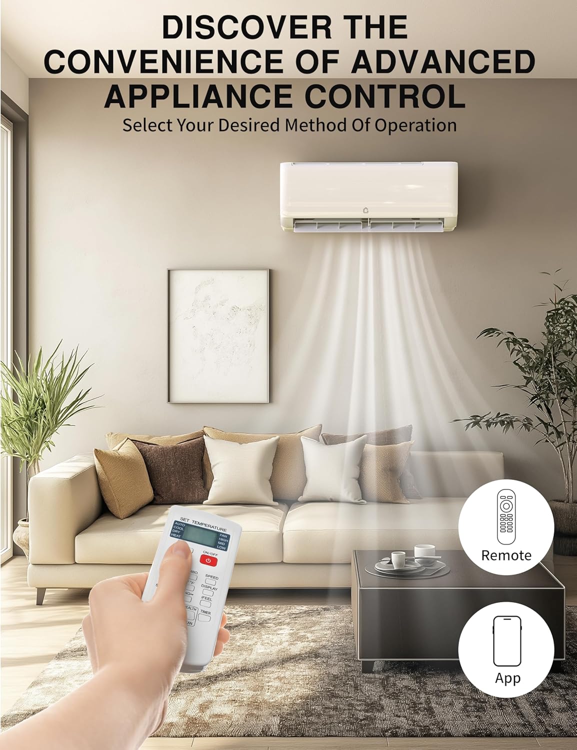 24000 Btu Mini Split AC Heating System, Wifi Enabled Mini Split Air Conditioner with 21 SEER2 Inverter, Heat Pump, 208-230V for Rooms Up to 1500 Sq. Ft, White