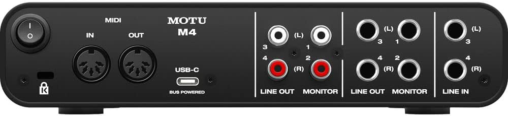 MOTU M4 Desktop 4x4 USB Type-C Audio-MIDI Interface Bundle with XLR-XLR Cable and 10-Pack Straps