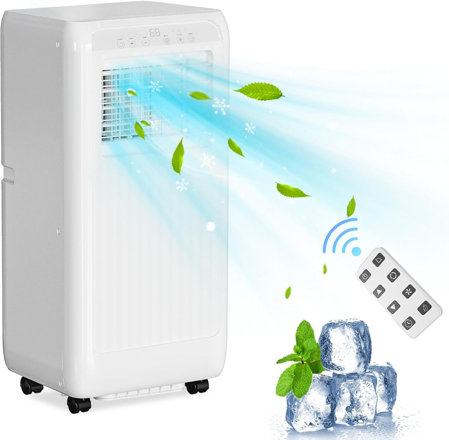 Portable Air Conditioners for Rooms Up to 350 Sq Ft, Cool,Dehumidifier & Fan 3 Modes Air Conditioner, 8000 Btu Portable Ac Units with Remote Control, Wheels, LED for Rooms/Office, White